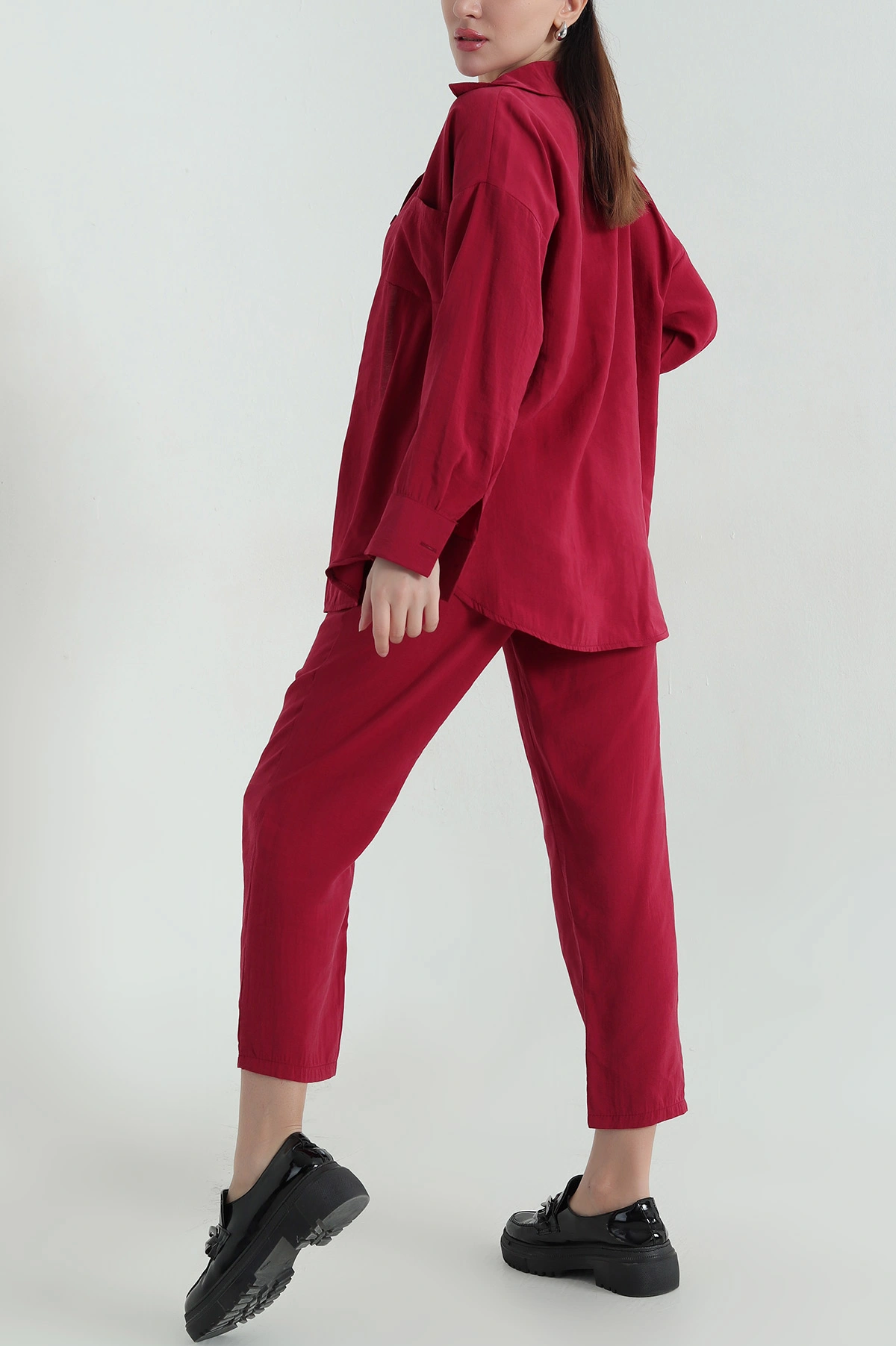 Bordo Cep Detay Tensel Kadın İkili Takım 347047