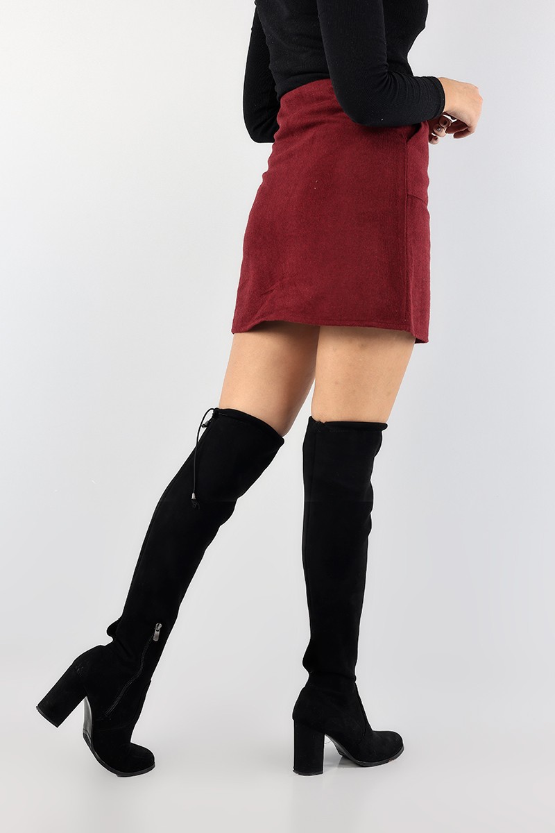 Bordo Cepli Kaşe Etek 89840
