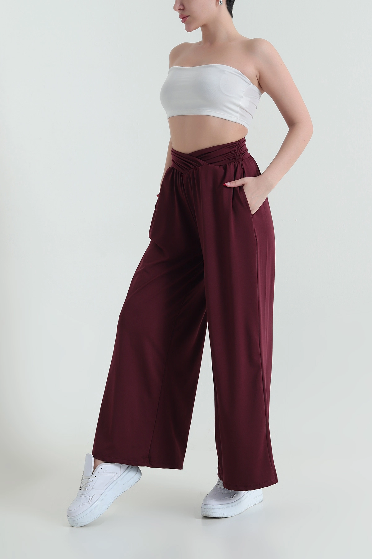 Bordo Cepli Likralı Oysho Kadın Pantolon 433523