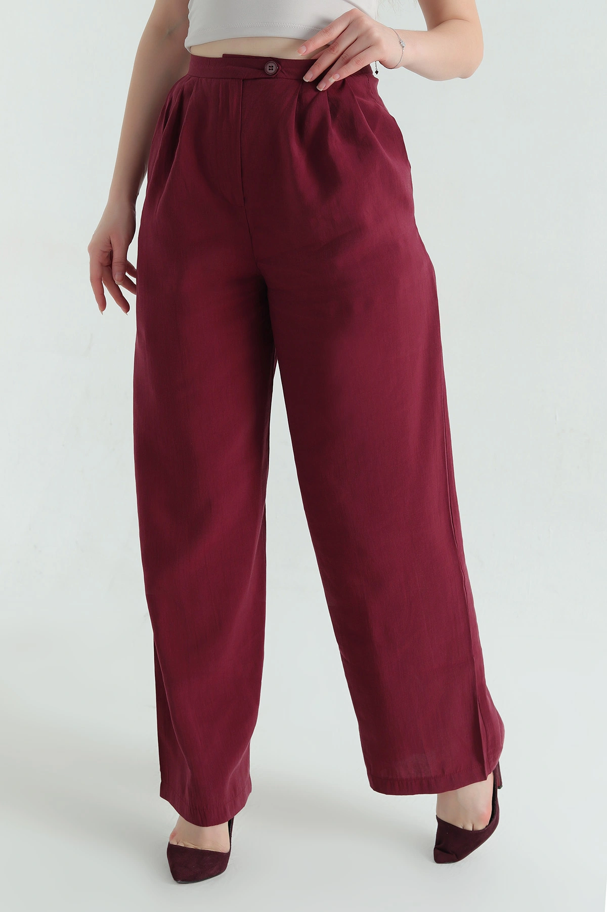 Bordo Cepli Palazzo Tensel Modal Pantolon 336018