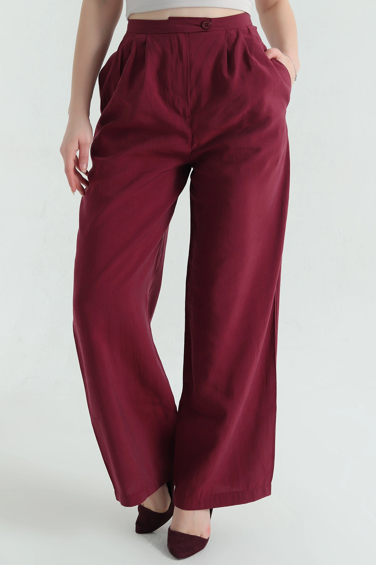 Bordo Cepli Palazzo Tensel Modal Pantolon 336018