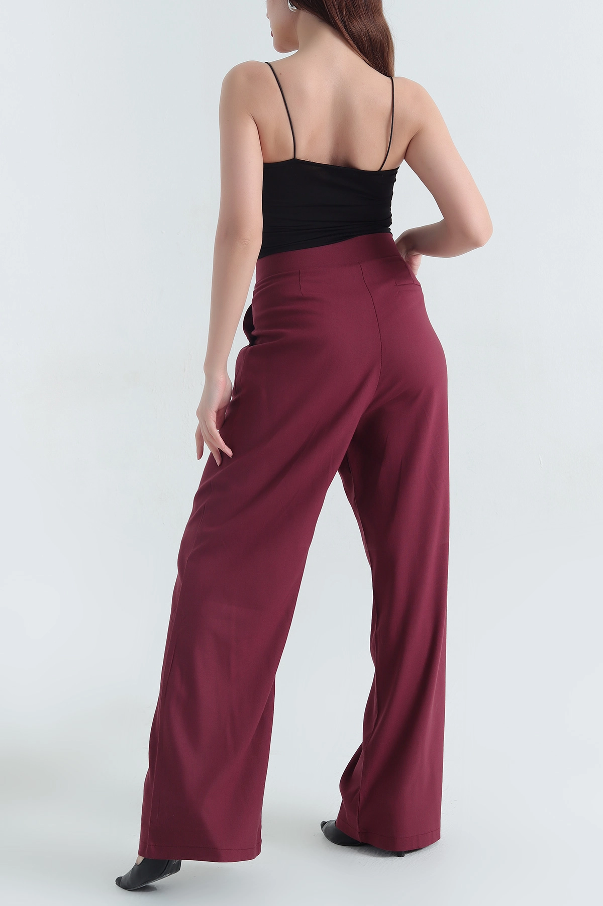 Bordo Cırt Kemerli Bezayağı Pantolon 345343