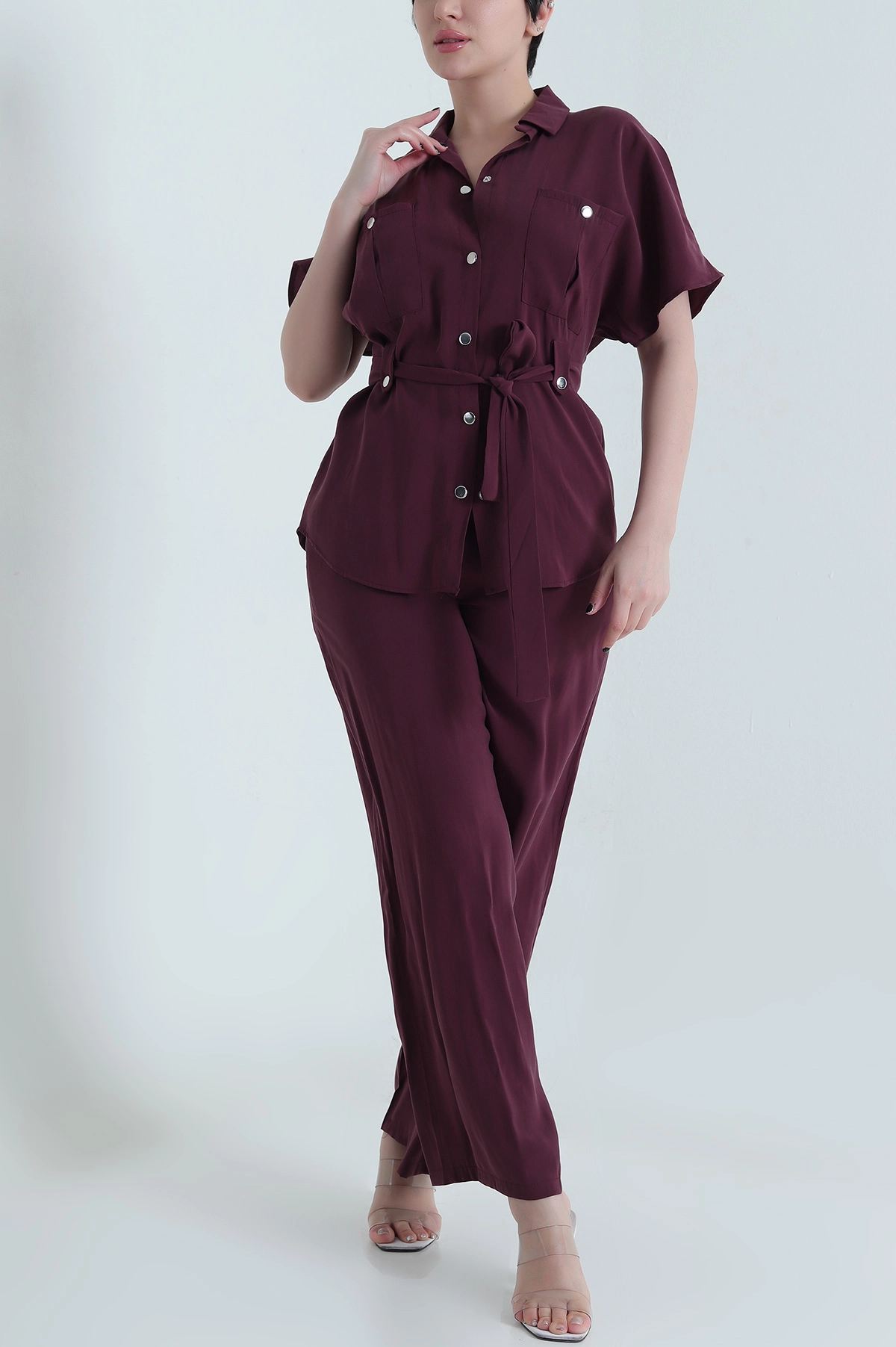 Bordo Çıtçıtlı Modal Kadın İkili Takım 454816