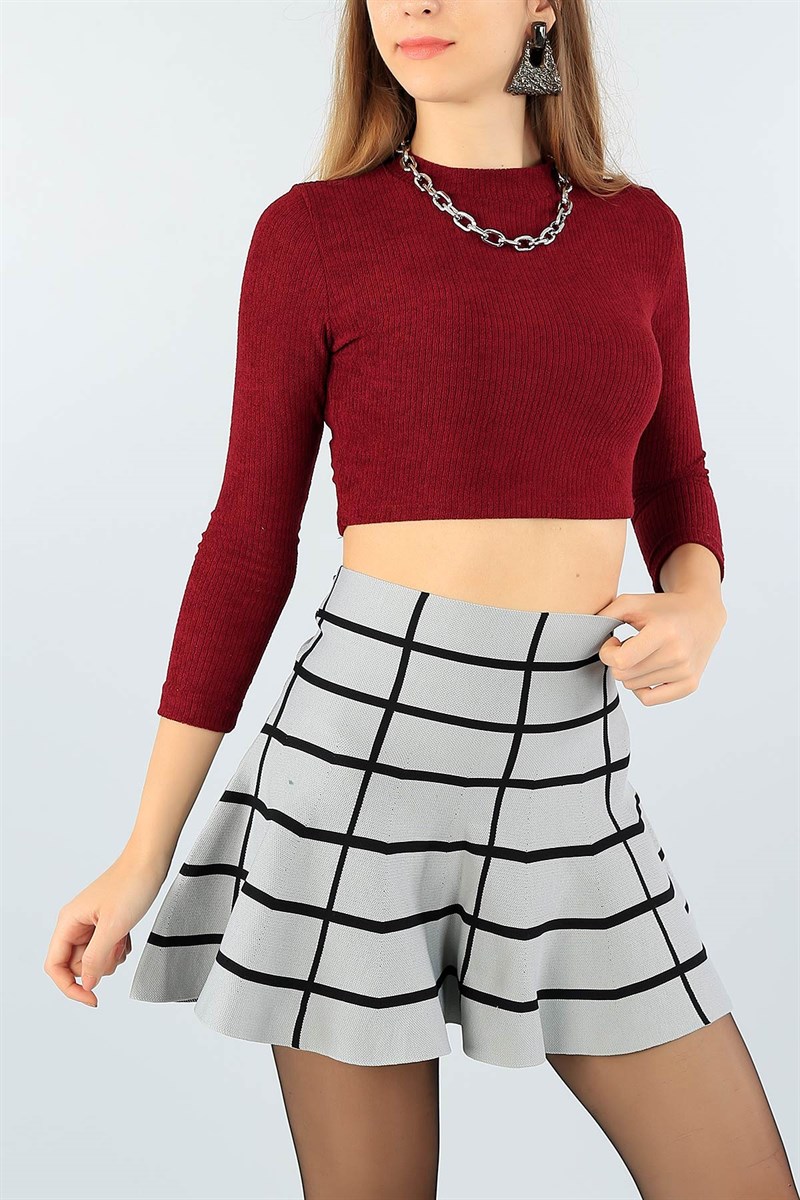Bordo Crop Selanik Bluz 45541