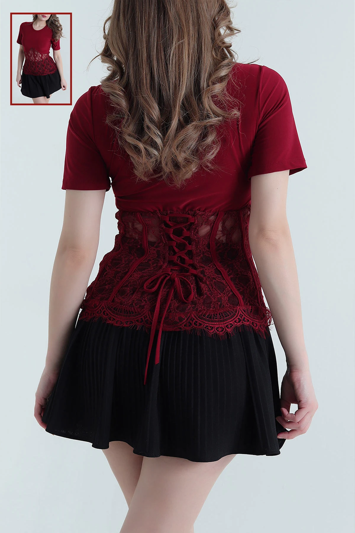 Bordo Dantelli Sandy Kadın Bluz 441547
