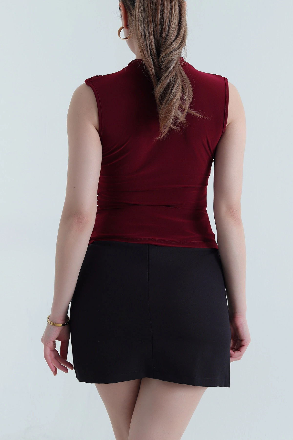 Bordo Dantelli Sandy Kadın Bluz 442594
