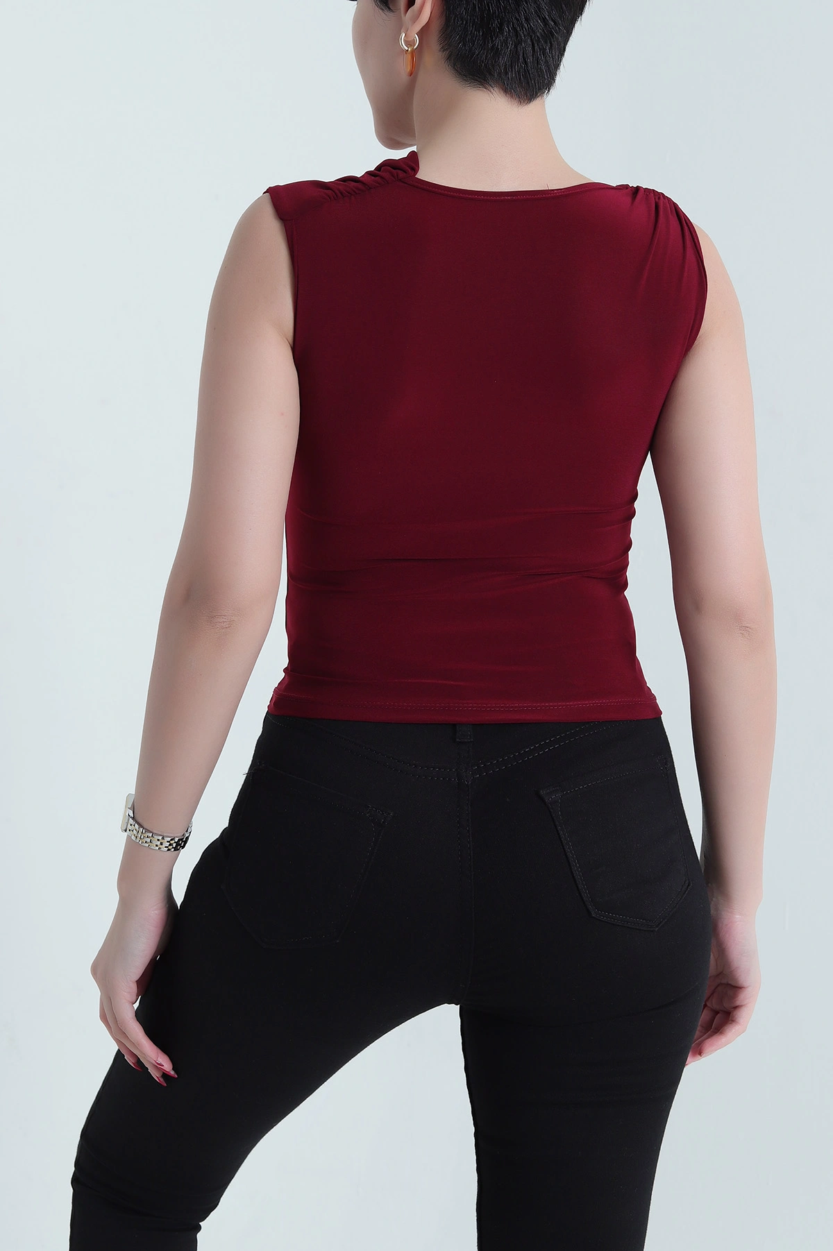 Bordo Degaje Yaka Sandy Kadın Bluz 441553