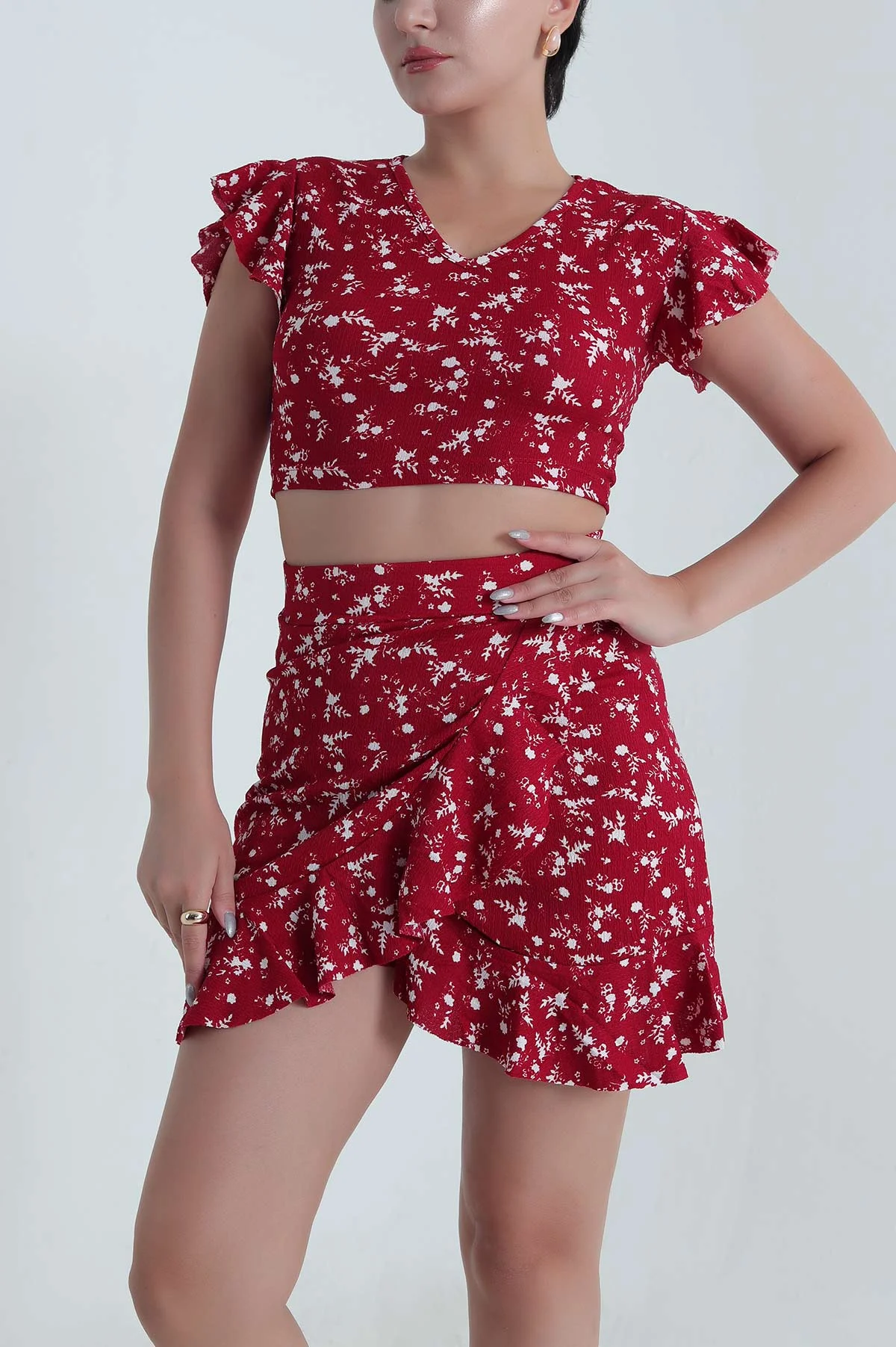 Bordo Desenli Helen Kadın İkili Takım 481605