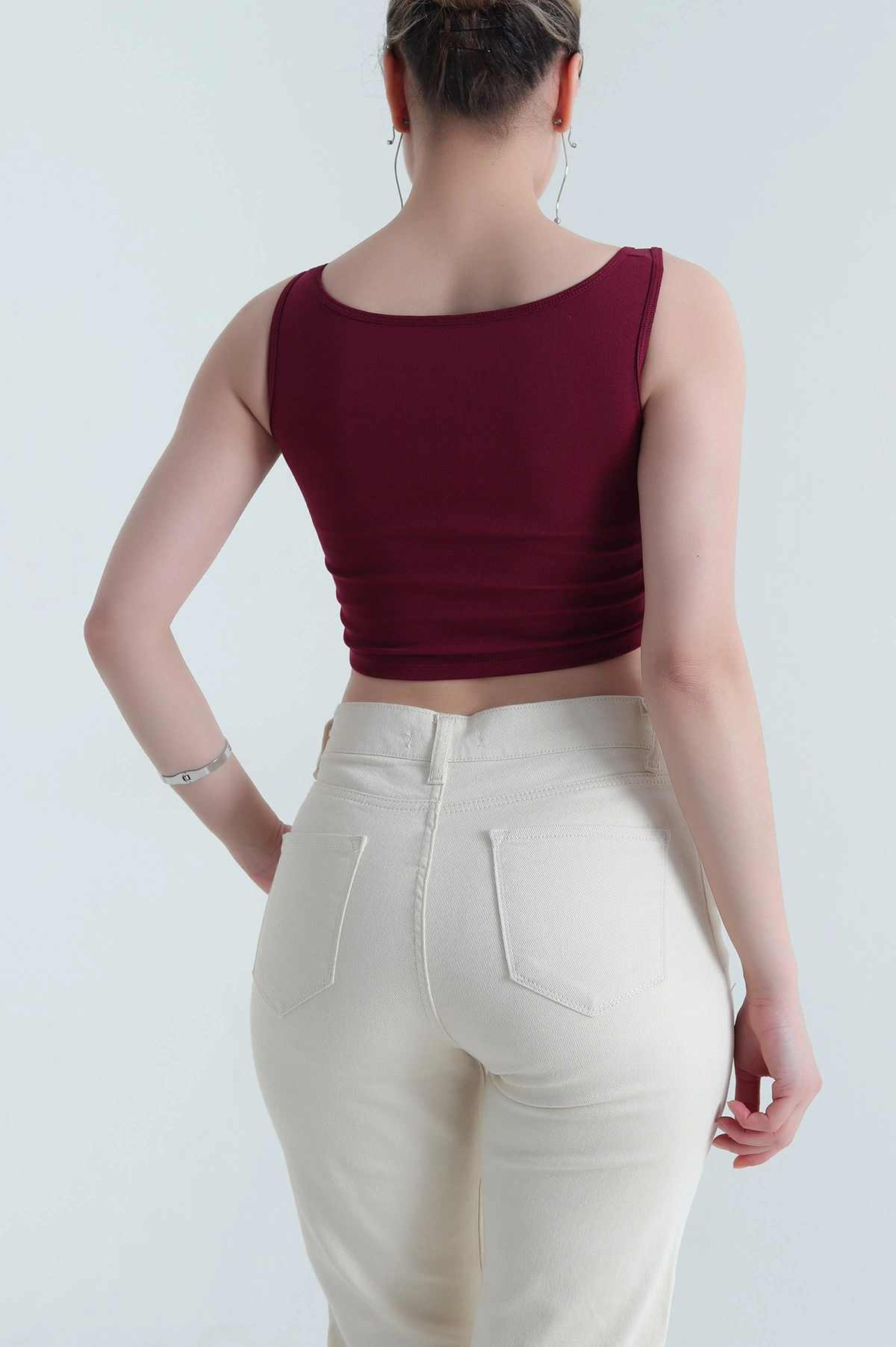 Bordo Destekli Fermuarlı Ribana Kadın Büstiyer 455746