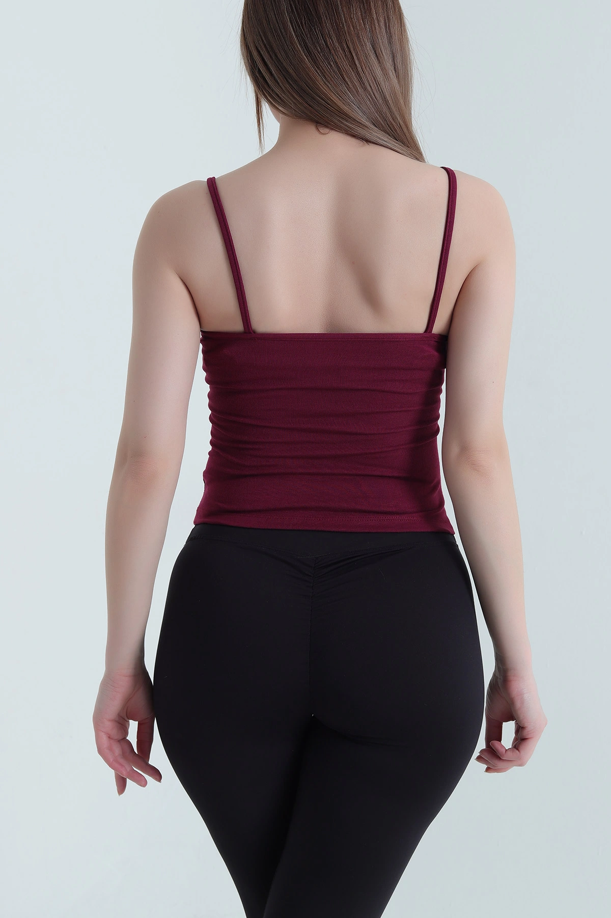 Bordo Destekli İp Askılı Kadın Atlet 439640
