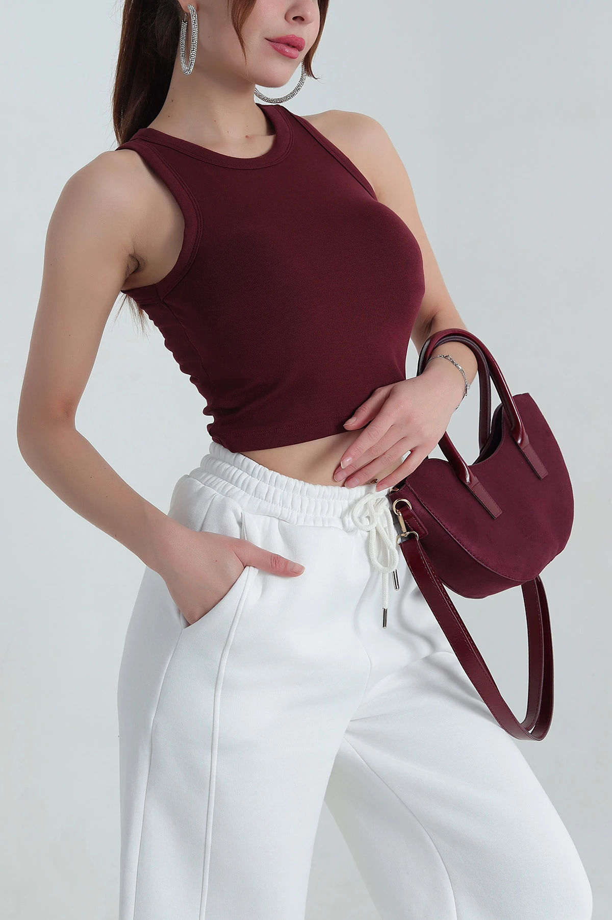 Bordo Destekli Modal Kadın Atlet 411393