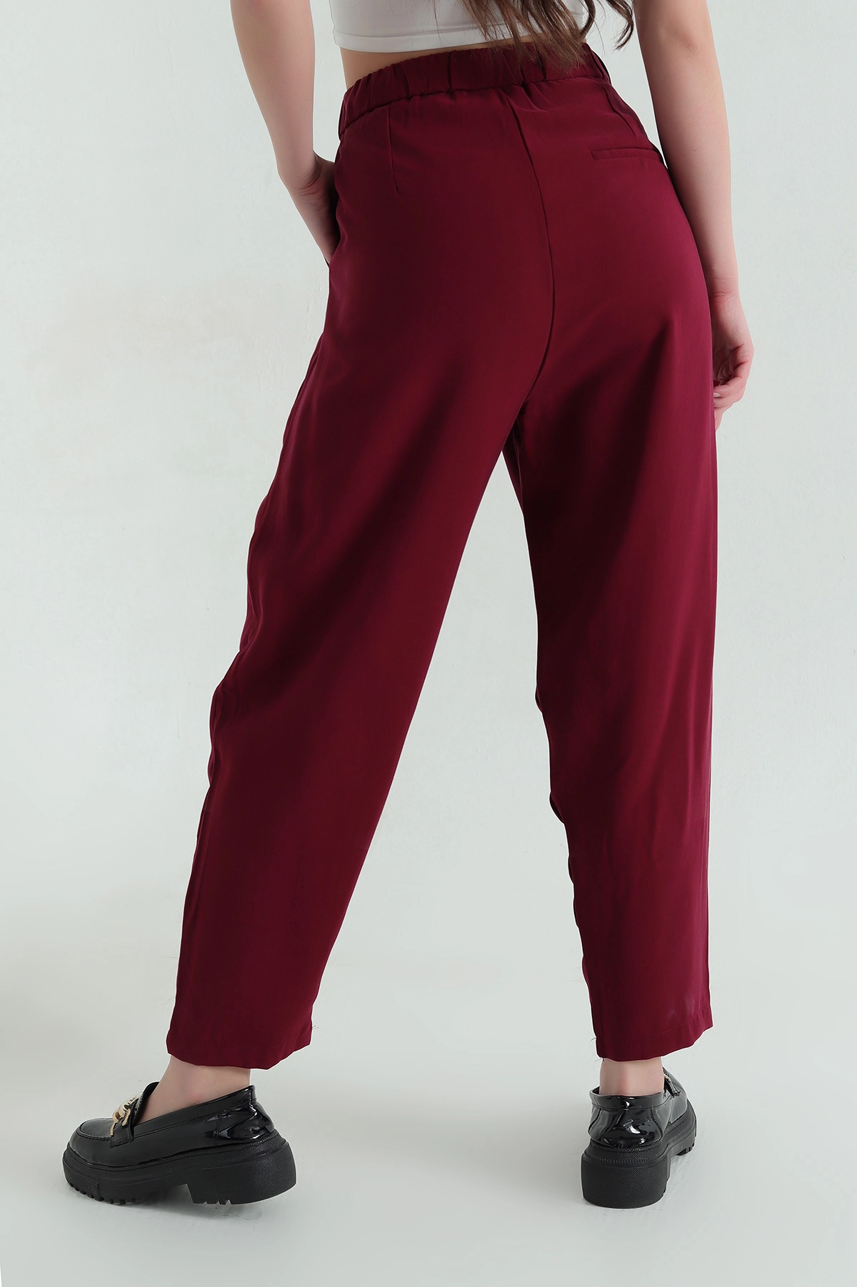 Bordo Diagonel Cupralı Kadın Pantolon 362923