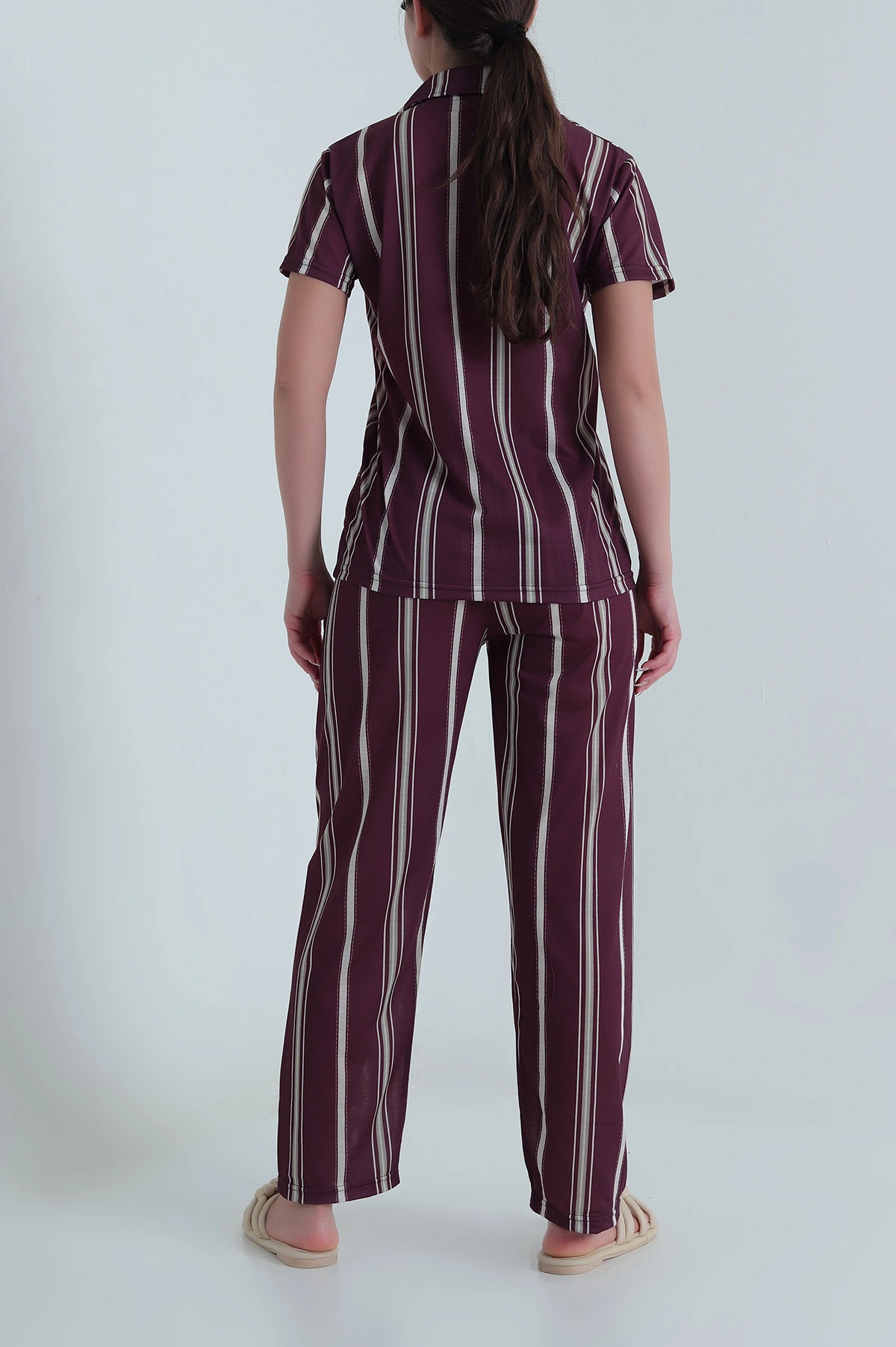 Bordo Digital Baskılı Kadın Pijama Takımı 459198