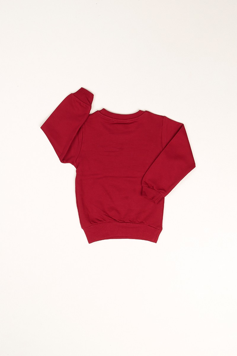 Bordo Dırt Track Baskılı Şardonlu Erkek Çocuk Sweat 80957