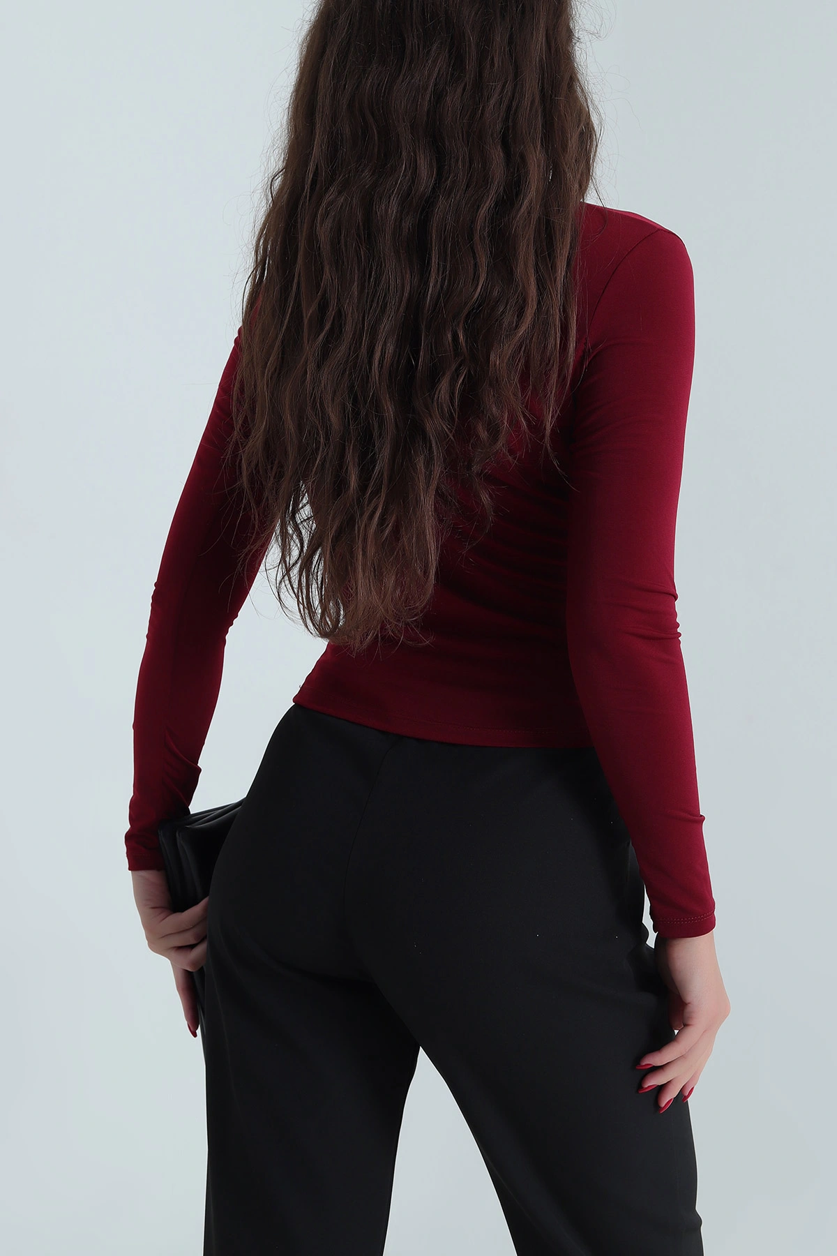 Bordo Drapeli Sandy Kadın Bluz 487715