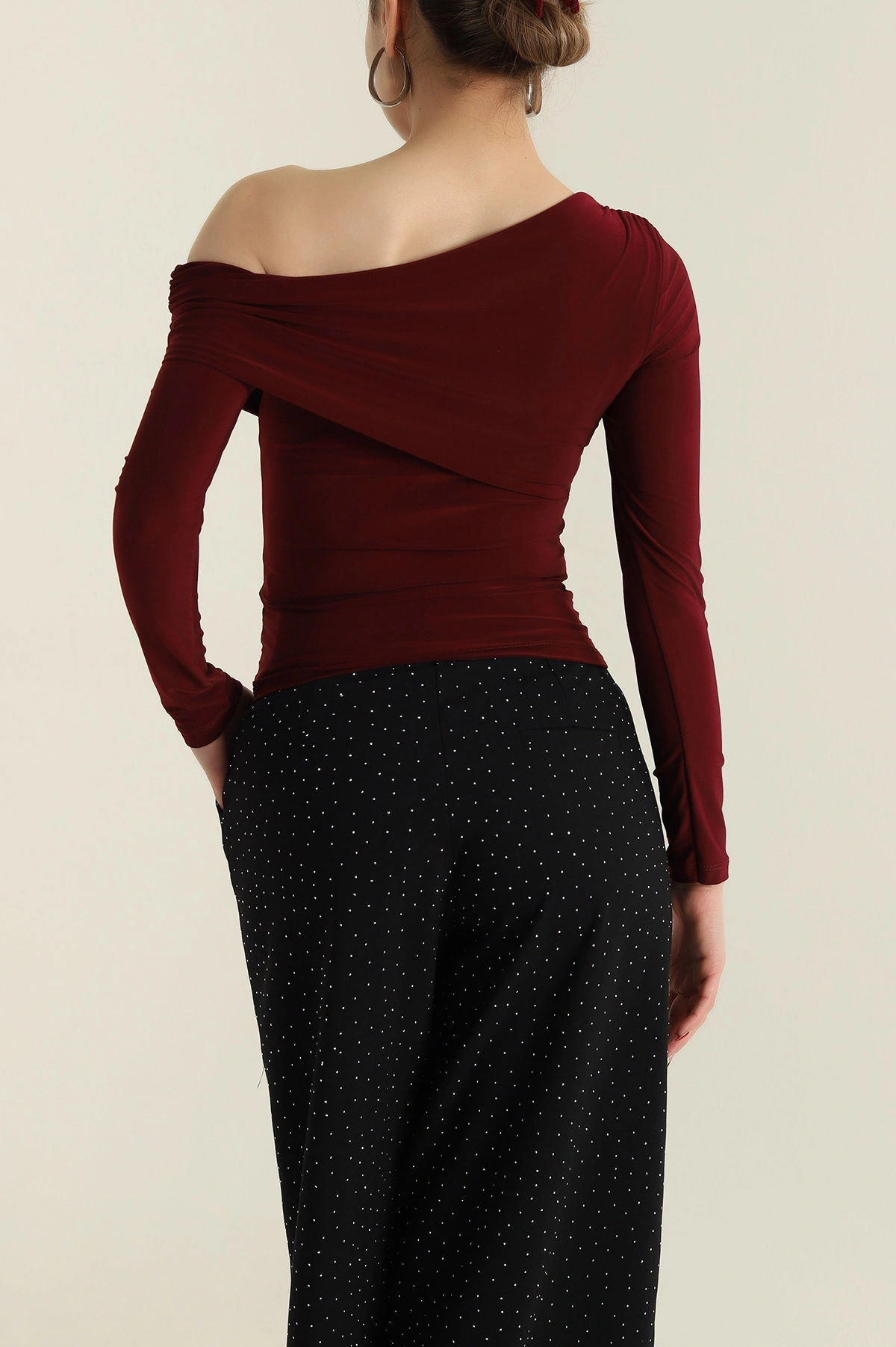 Bordo Drapeli Sendy Kadın Bluz 425997