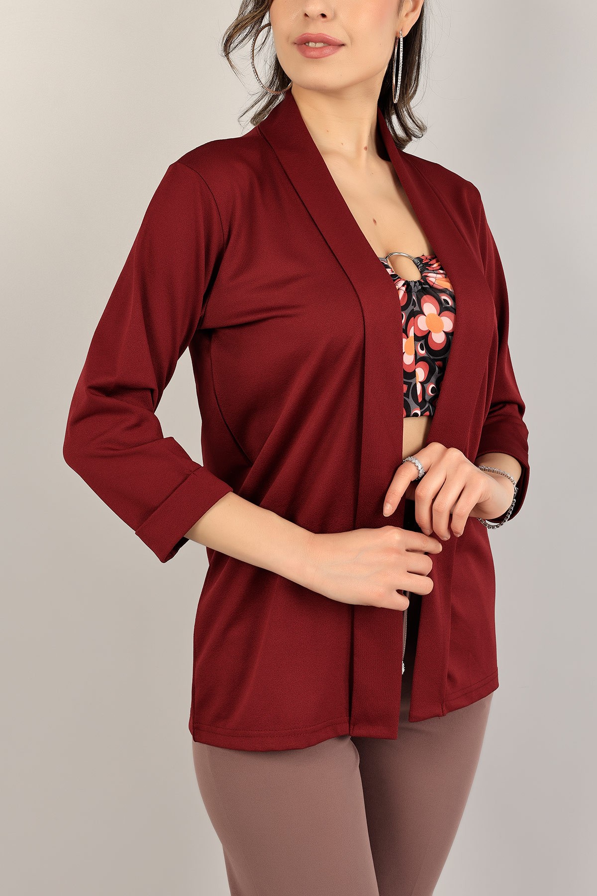 Bordo Duble Kol Bayan Ceket 109335