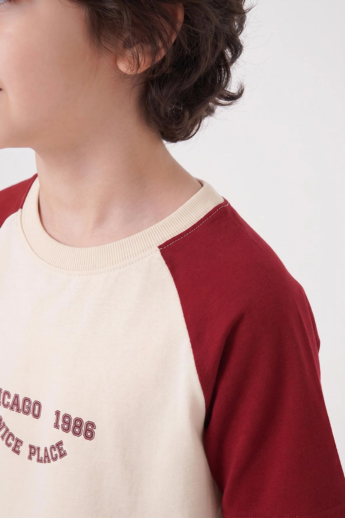 Bordo Ekru (7-12 Yaş)1986 Garnili Cepli Şortlu Çimalı Erkek Çocuk Yazlık Takım 469574