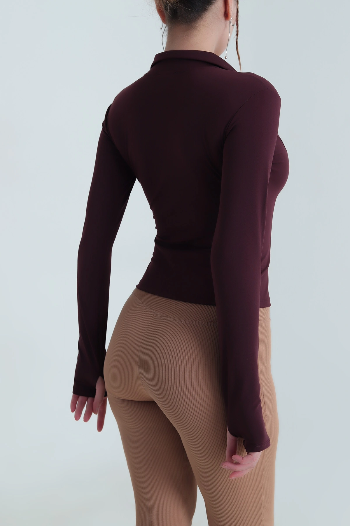 Bordo Fermuarlı Belize Kadın Bluz 482776