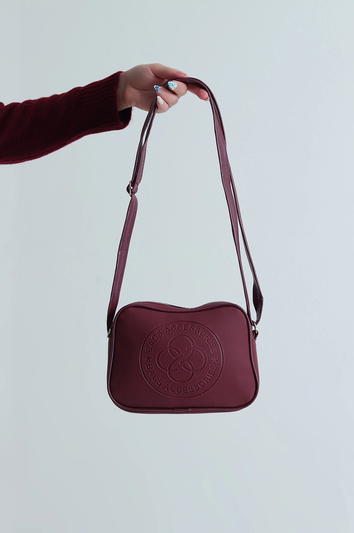 Bordo Fermuarlı Kadın Omuz Çantası 486141