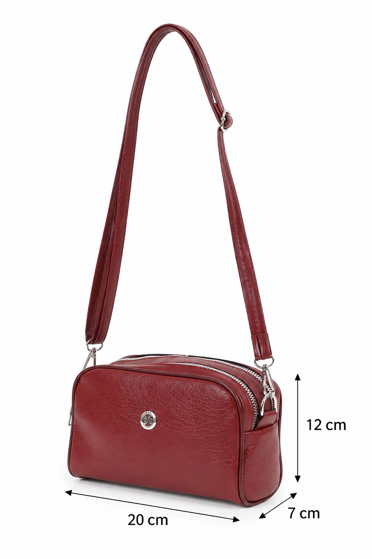 Bordo Fermuarlı Kadın Omuz Çantası 491088