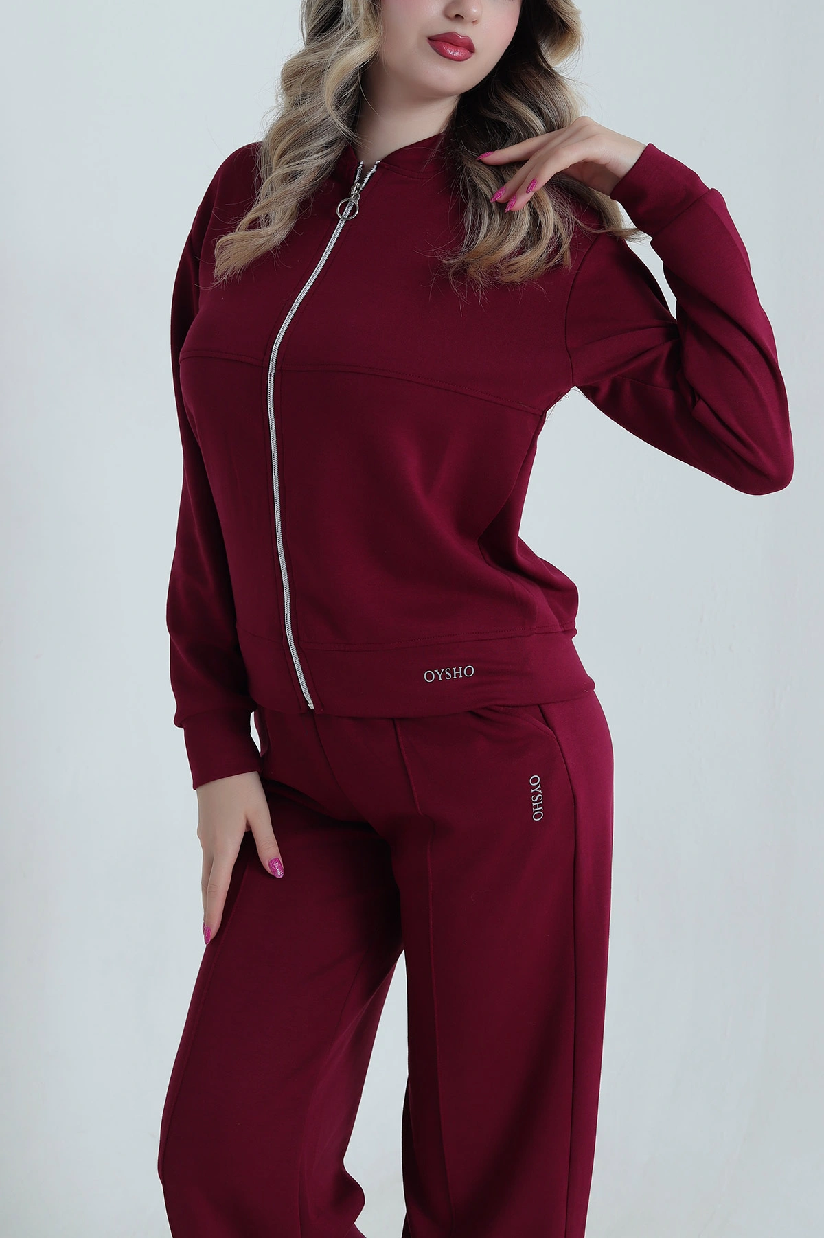 Bordo Fermuarlı Likralı Oysho Kadın İkili Takım 484432