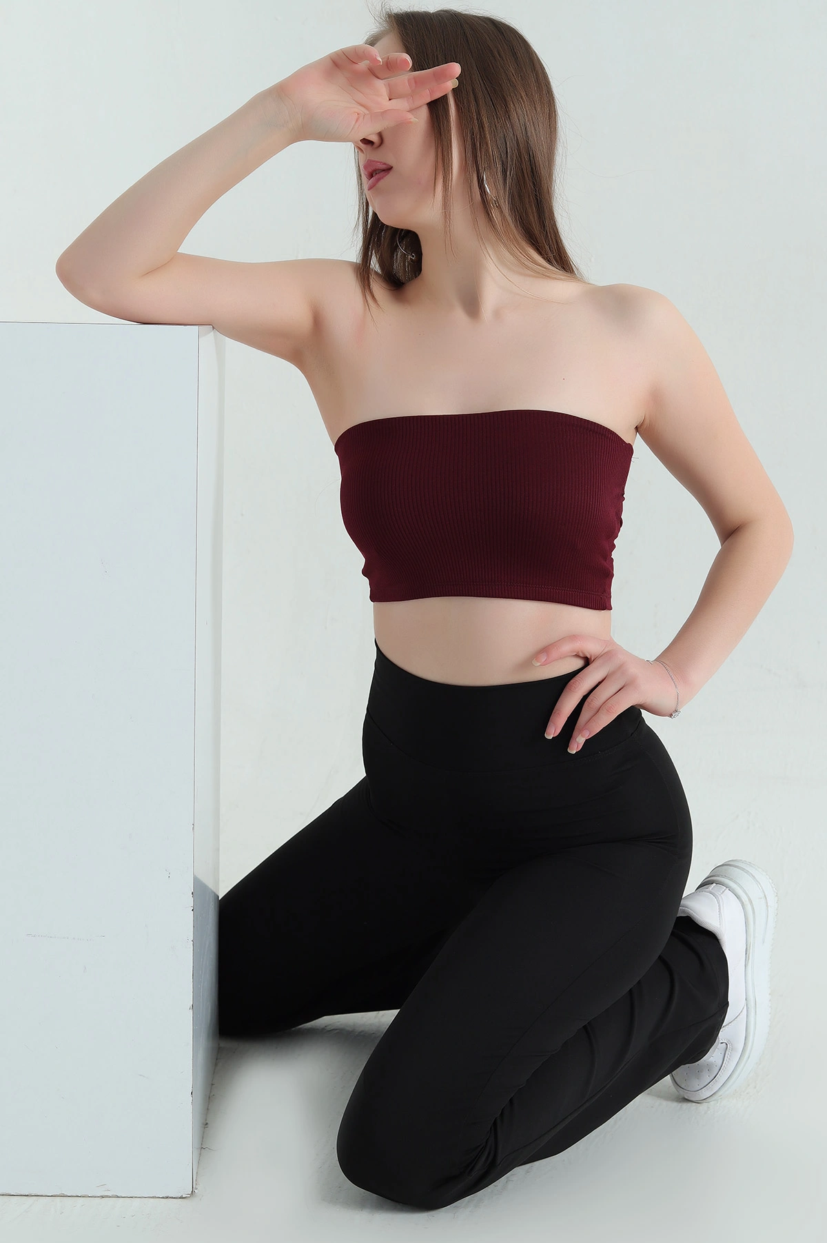 Bordo Fitilli Kaplı Straplez Büstiyer 337060