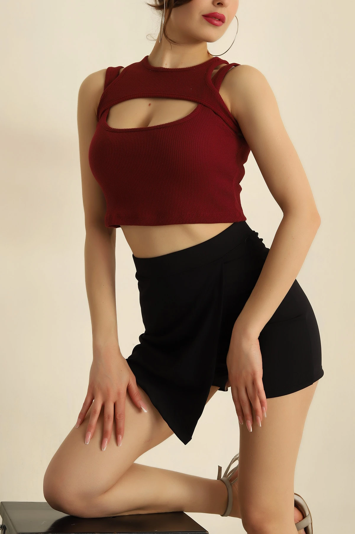 Bordo Bolero Tasarım Bluz 262518