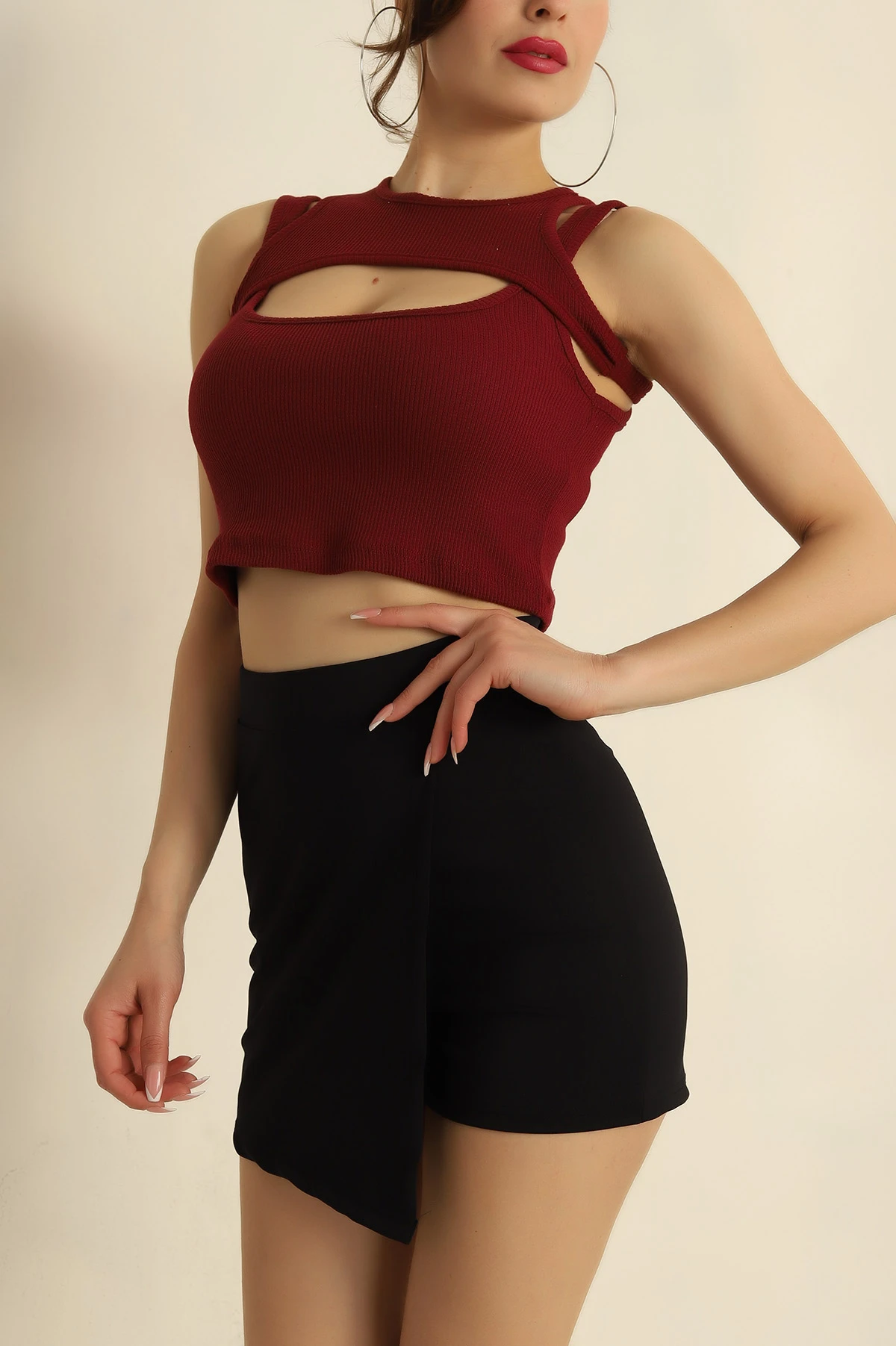 Bordo Bolero Tasarım Bluz 262518