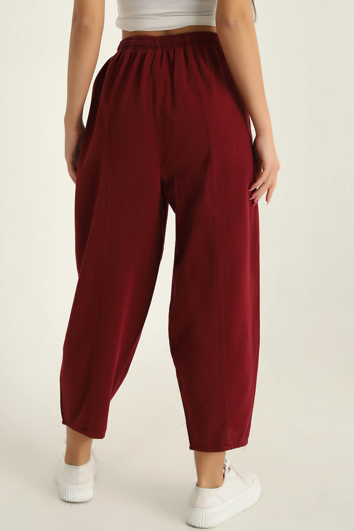 Bordo Gabardin Çimalı Bayan Pantolon 300323