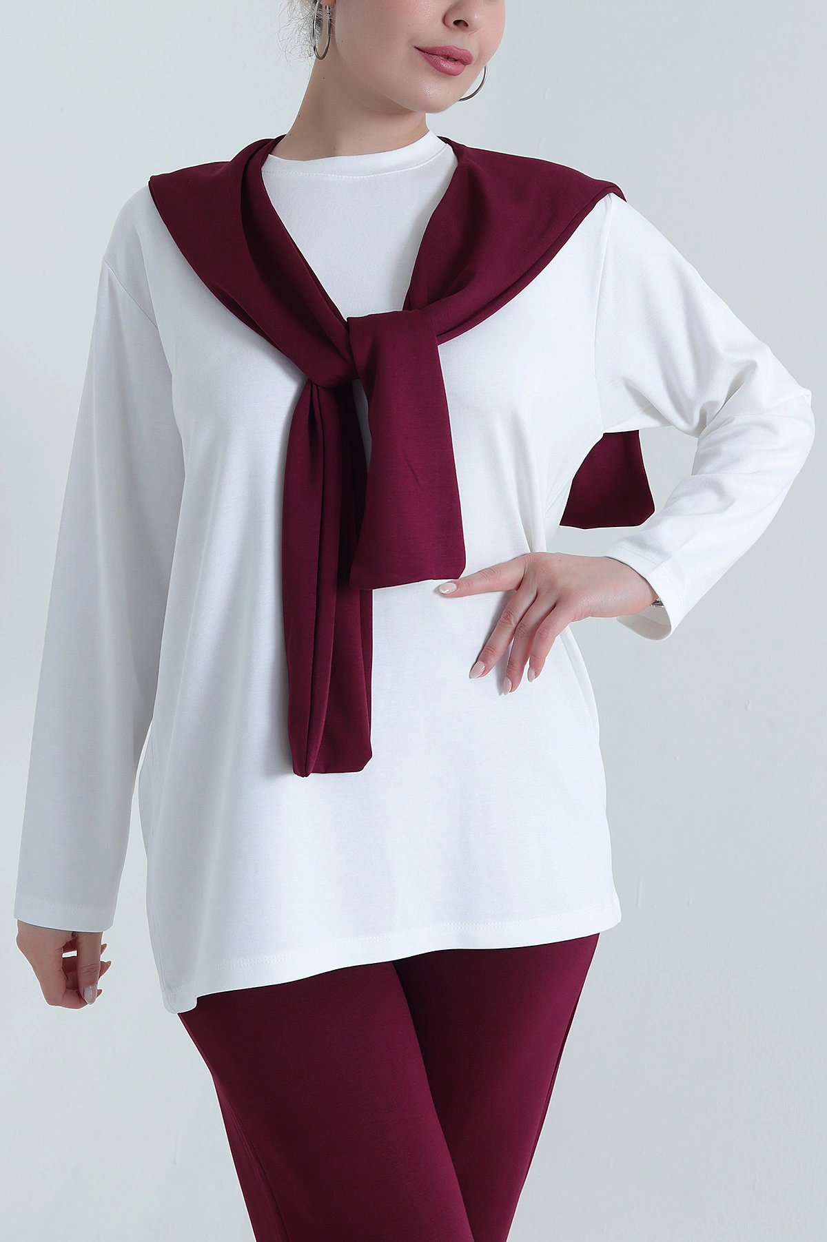 Bordo Garnili Atkılı Oysho Kadın İkili Takım 472664