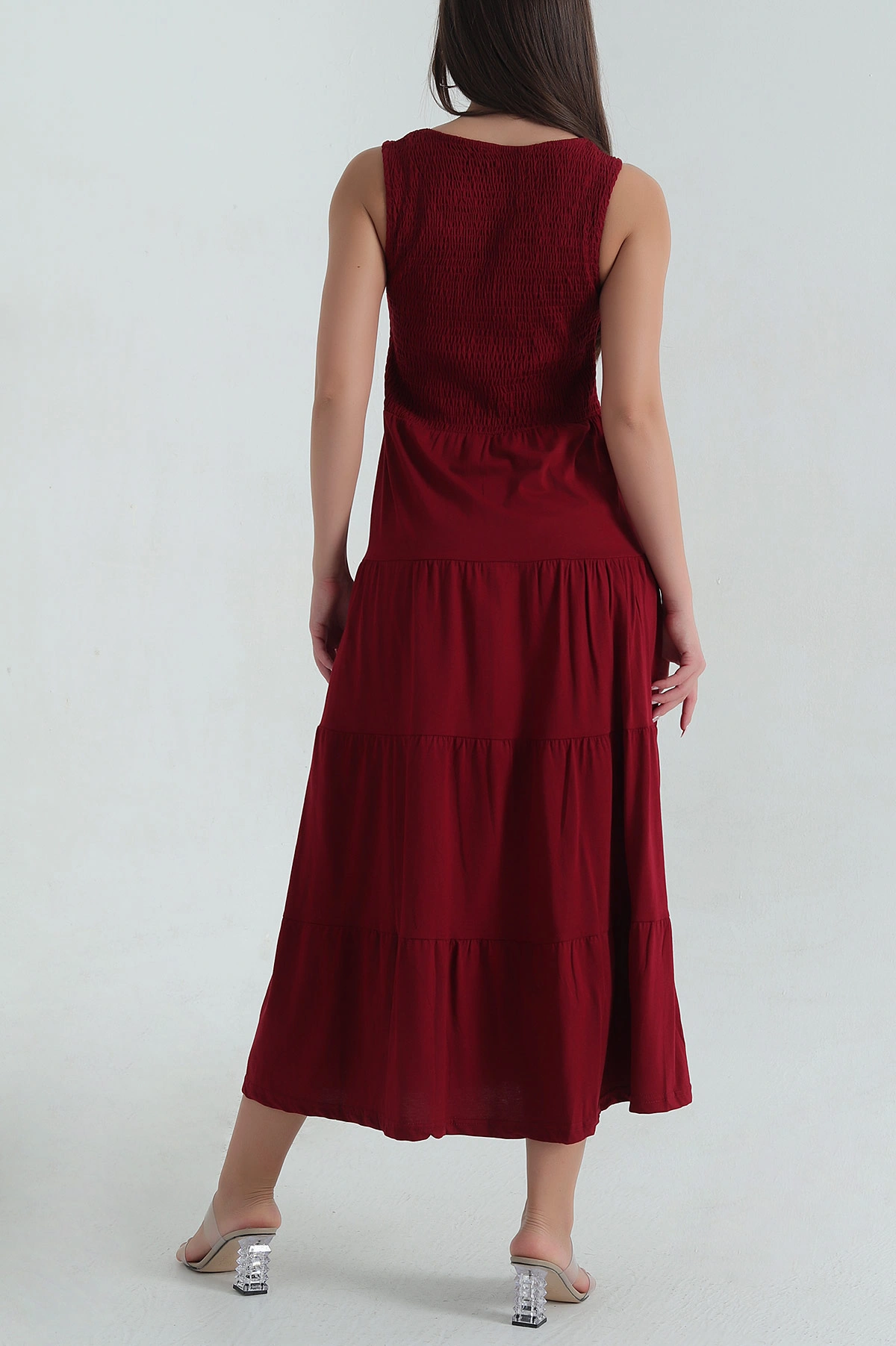 Bordo Gipeli Kolsuz Süprem Kadın Elbise 378326
