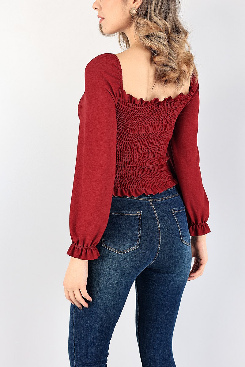 Bordo Gipeli Madonna Yaka Bluz 87627