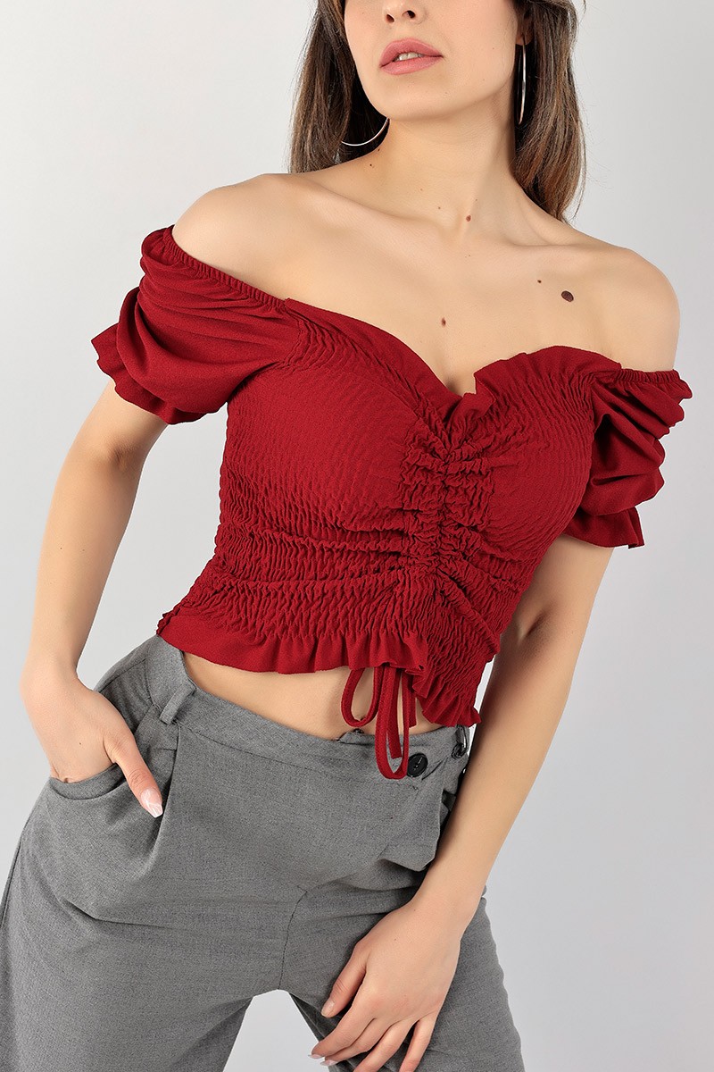 Bordo Gipeli Tasarım Atlas Bluz 101827