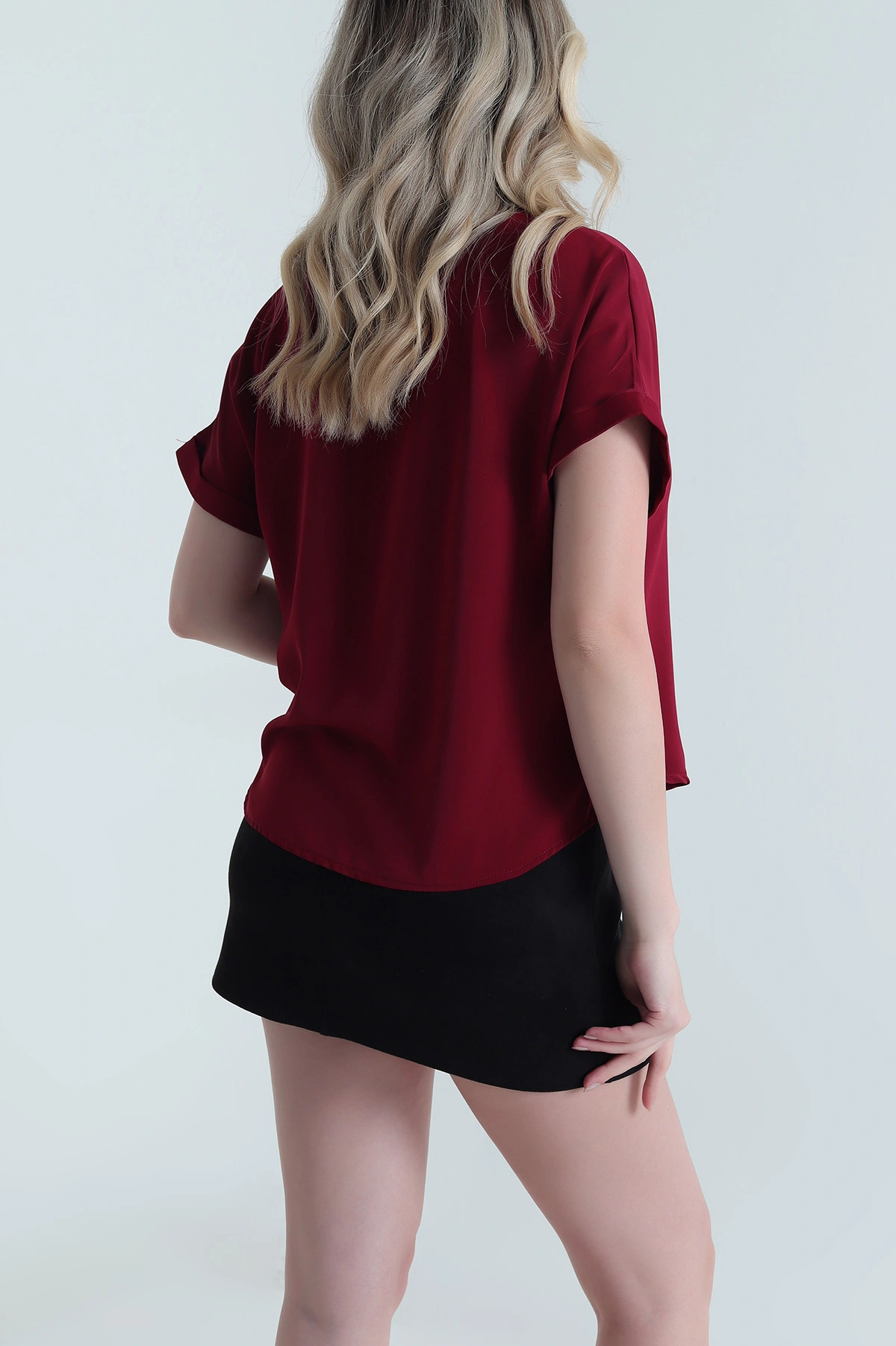 Bordo Gizli Patlı Kolyeli Kadın Jessica Gömlek 460083