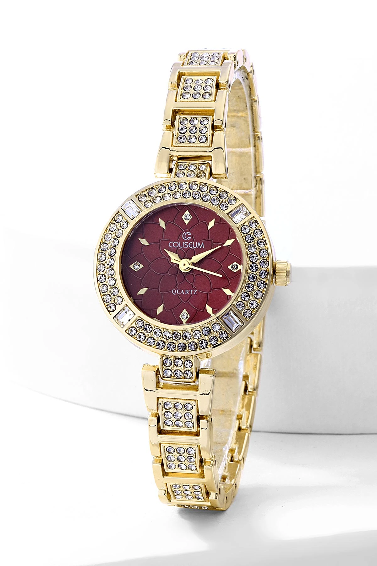 Bordo Gold Oval Çerçeveli Kadın Saat 476762