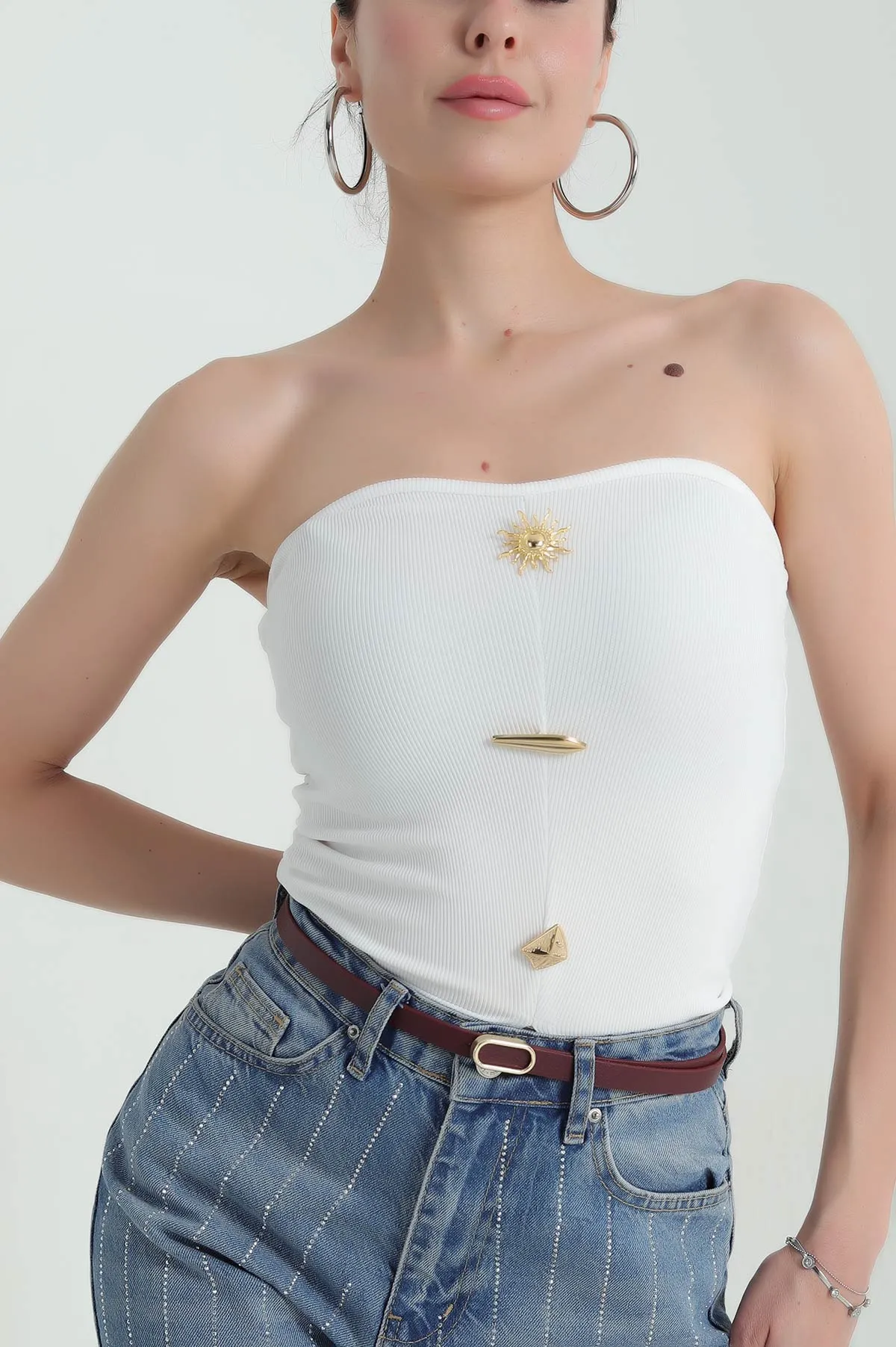 Bordo Gold Tokalı İnce Kadın Kemer 374289