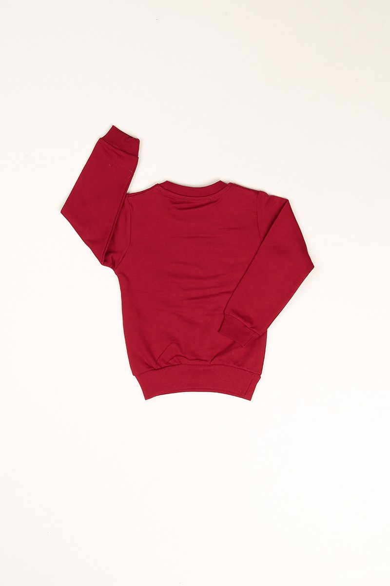 Bordo İçi Şardonlu BaskI Detay Erkek Çocuk Sweat 80951