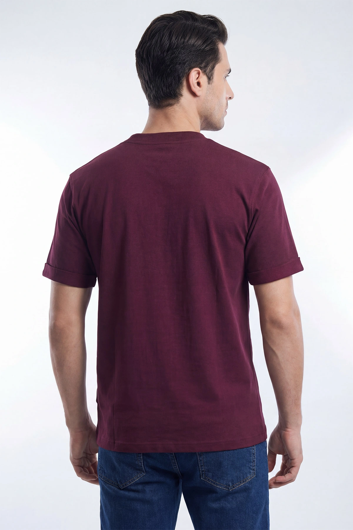 Bordo İki İp Bisiklet Yaka Erkek Tişört 435068