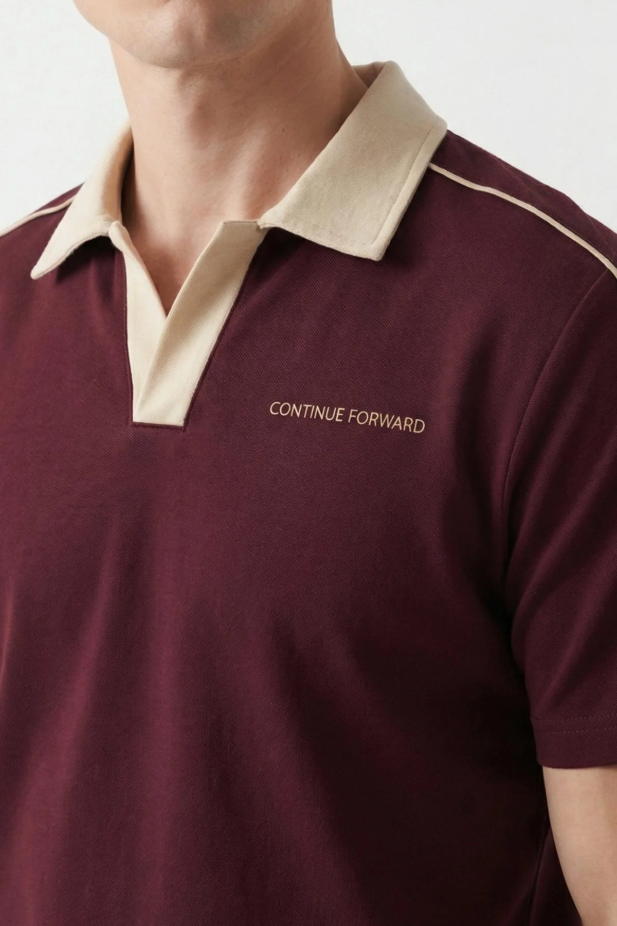 Bordo İki İp Polo Yaka Erkek Tişört 435185