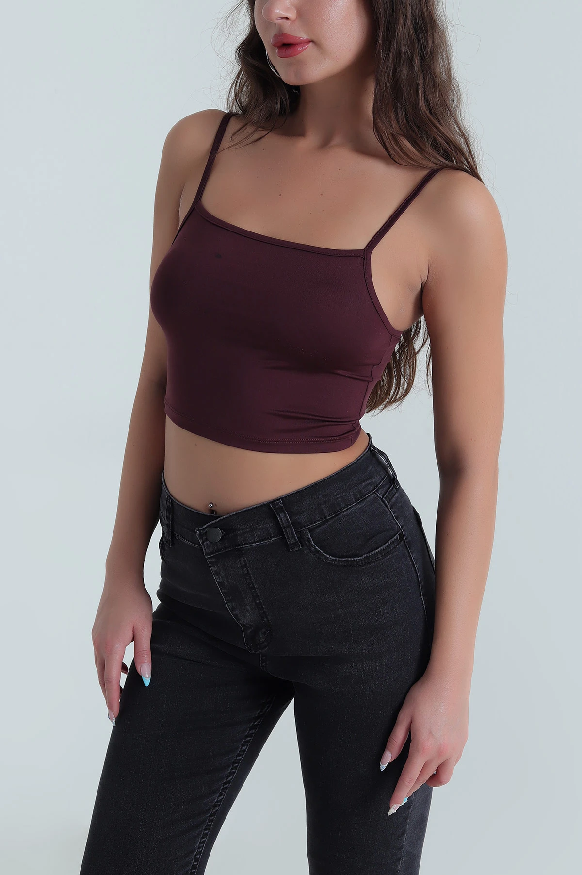 Bordo İp Askılı Dalgıç Kadın Büstiyer 482367