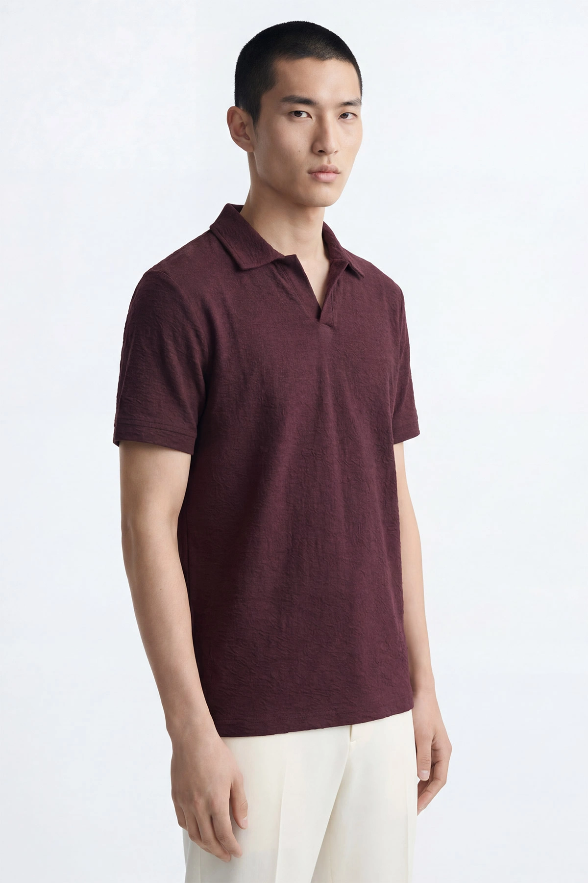 Bordo Jakarlı Polo Yaka Erkek Tişört 435054