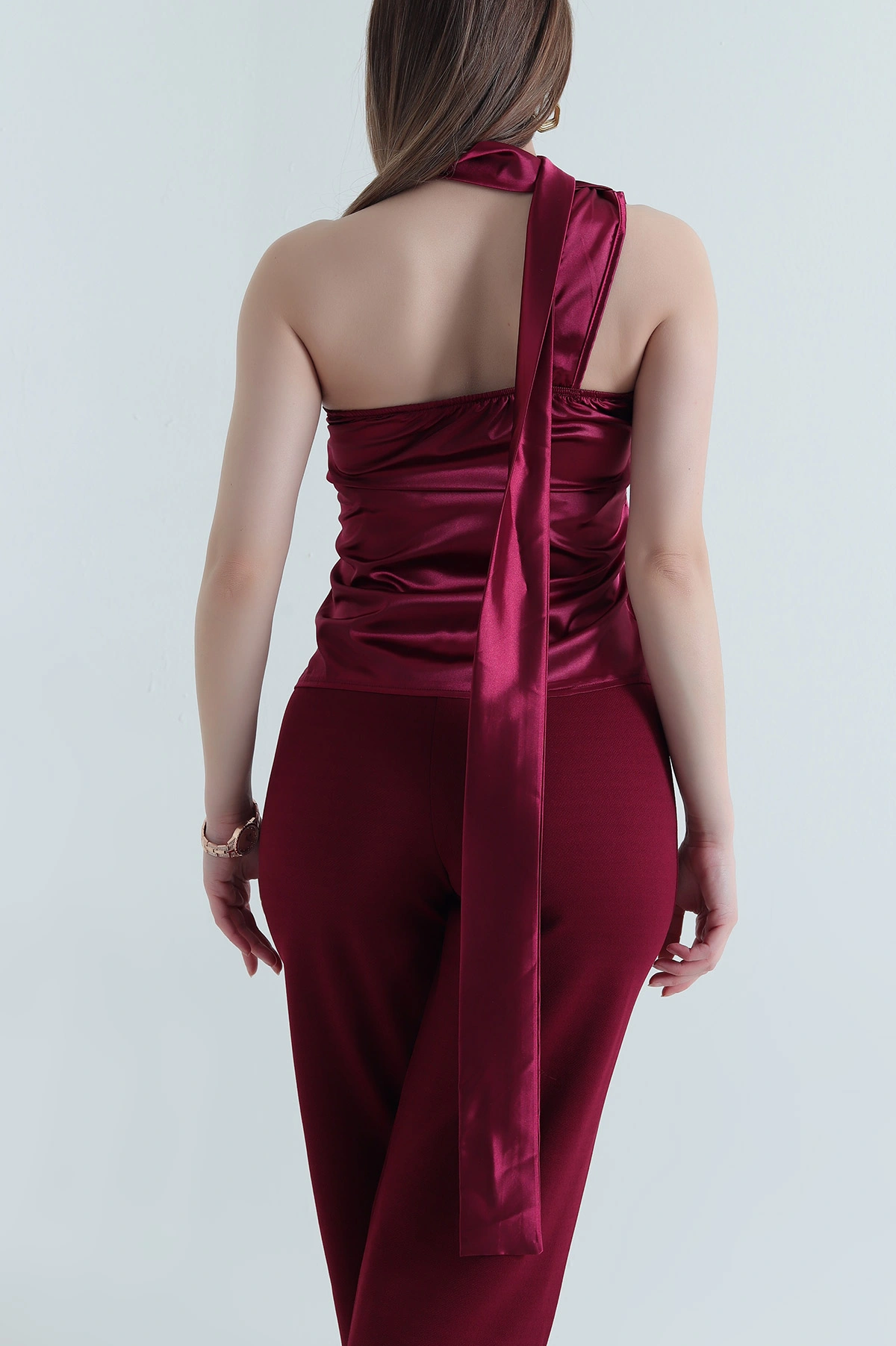 Bordo Kadın Saten Bluz 440000