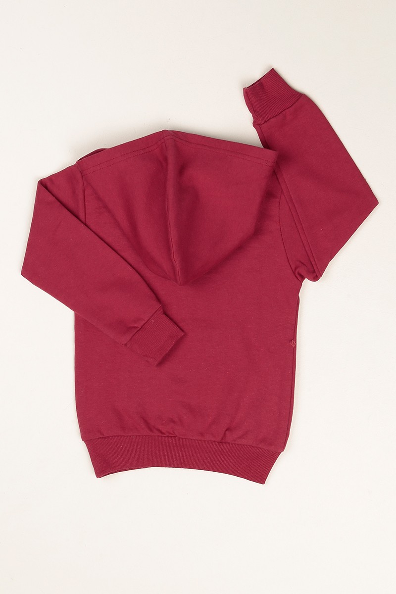 Bordo Kapüşonlu İçi Şardonlu Erkek Çocuk Sweat 80675