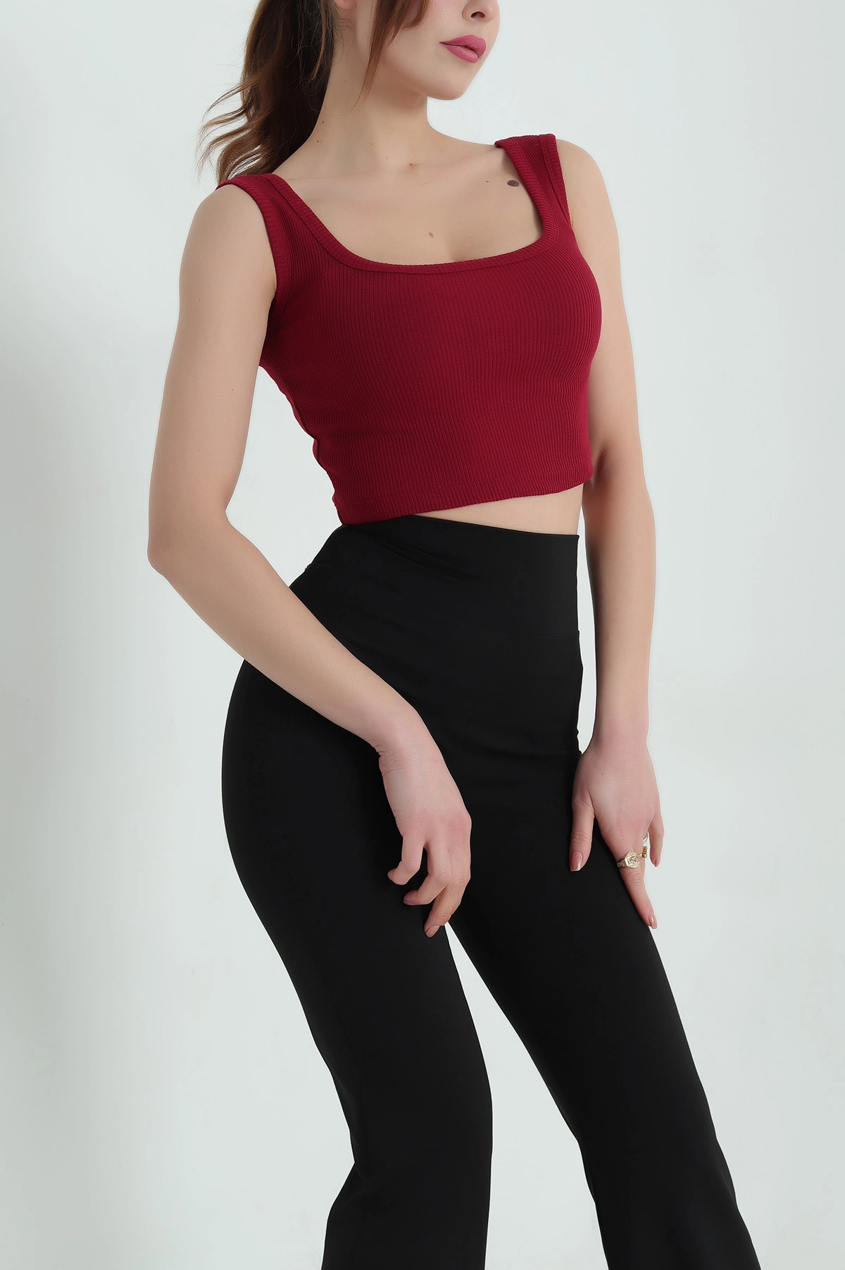 Bordo Kare Yaka Crop Atlet 336807