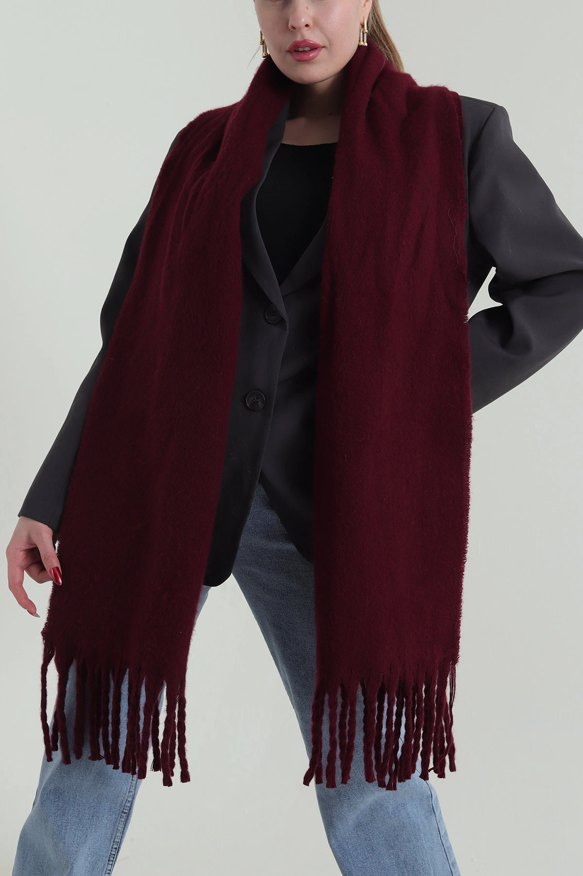 Bordo Kaşe Kadın Şal 425064