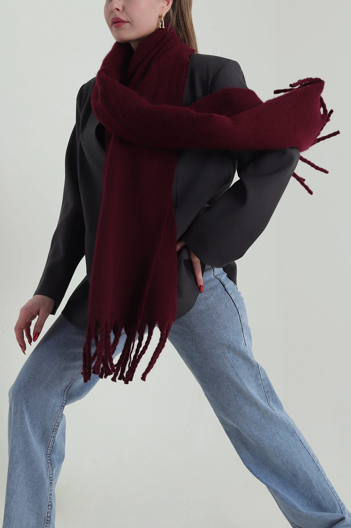 Bordo Kaşe Kadın Şal 425064