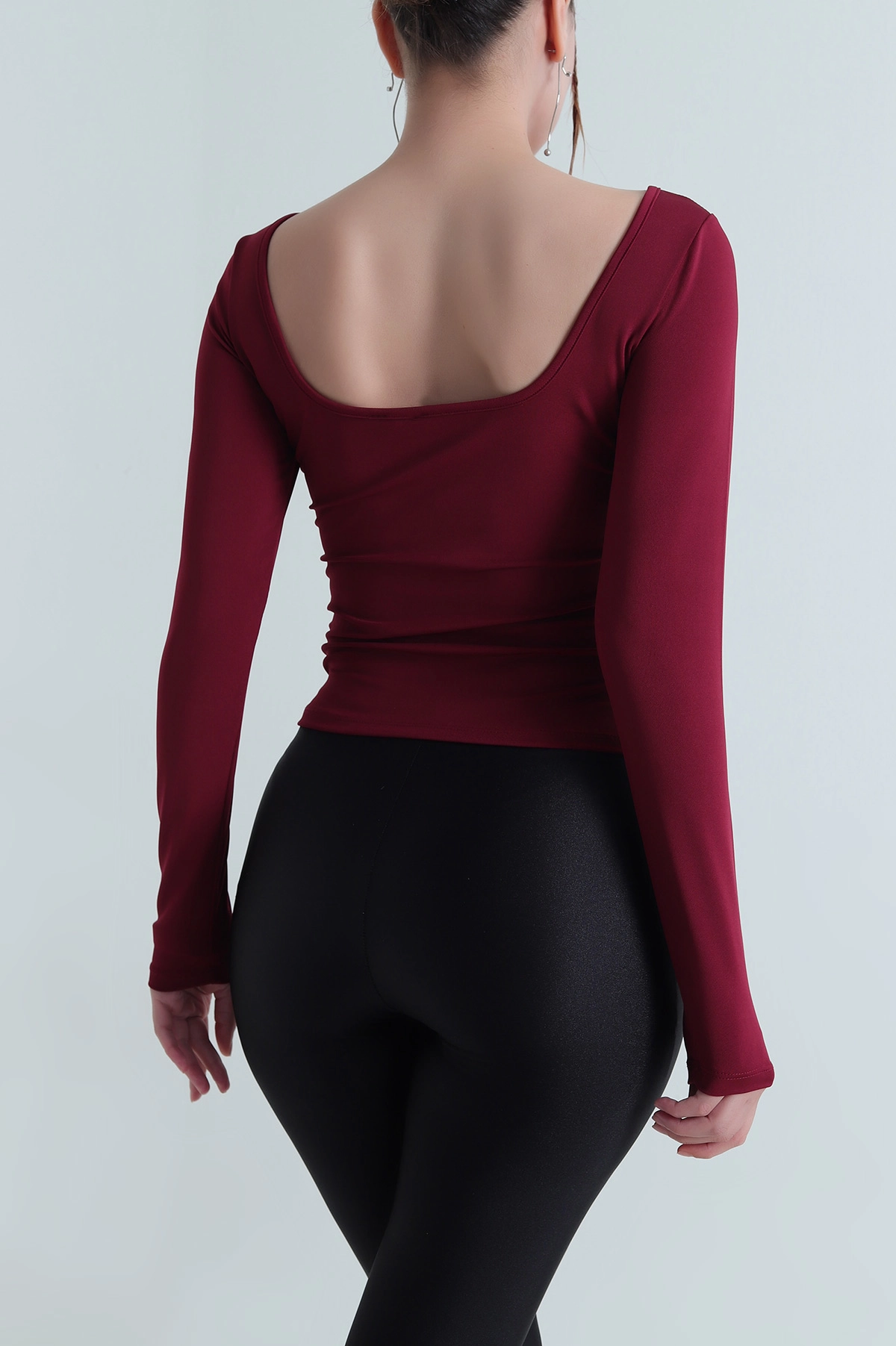 Bordo Kayık Yaka Dalgıç Kadın Bluz 482786