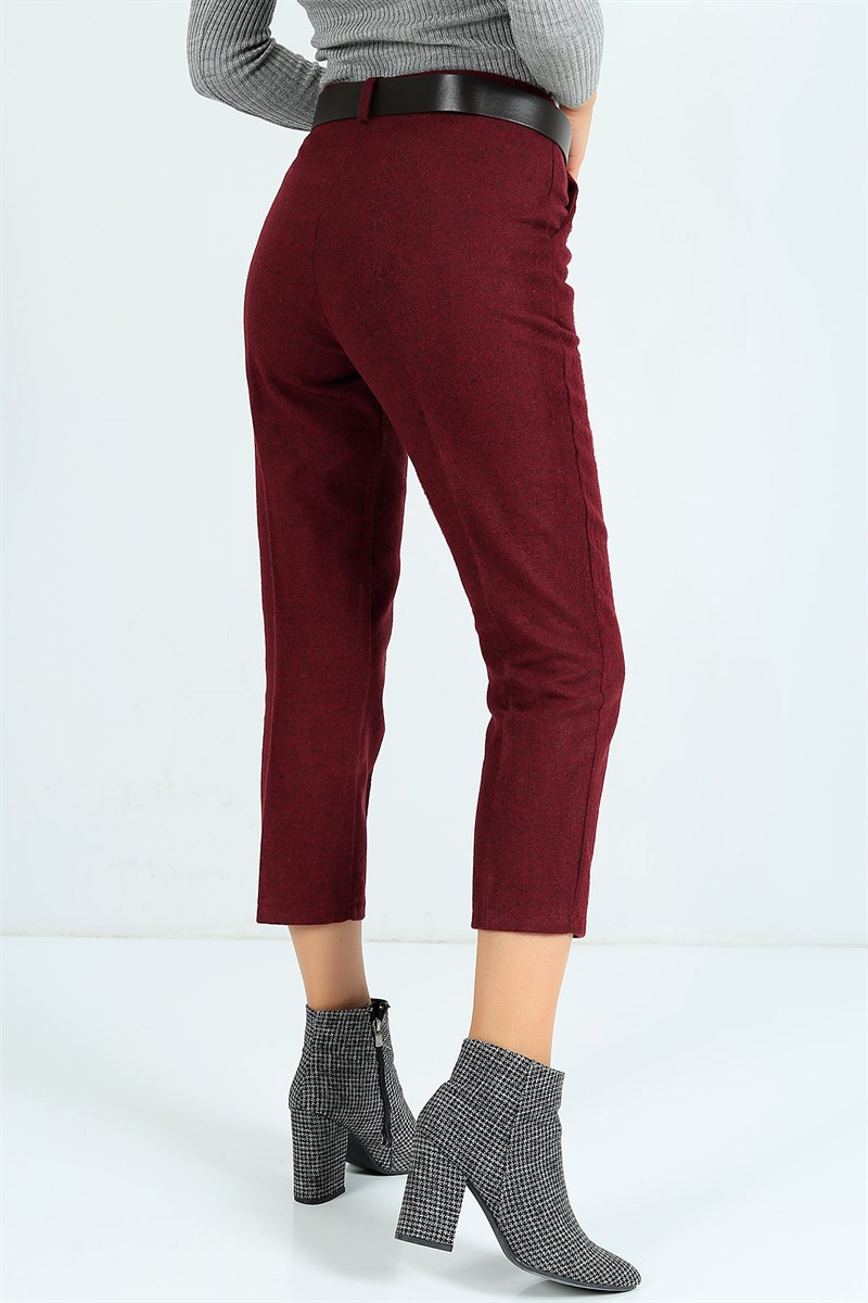 Bordo Kemer Detay Kaşmir Pantolon 24743B
