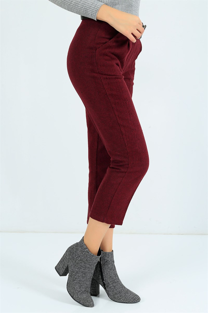 Bordo Kemer Detay Kaşmir Pantolon 24743B